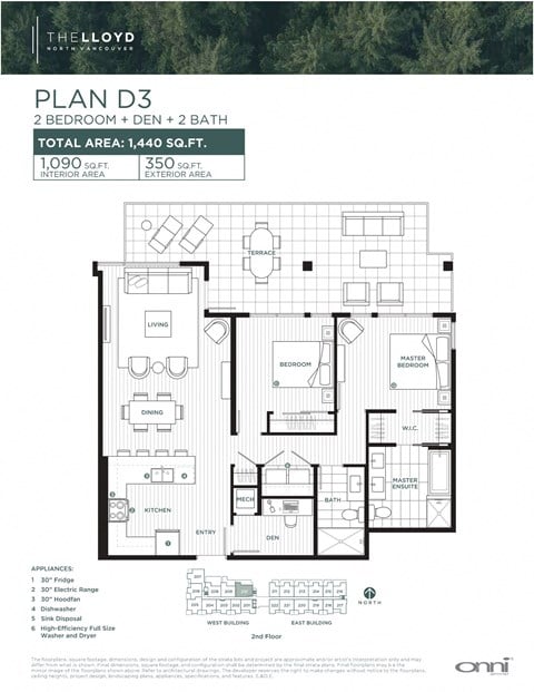 Floor plan for 2 beds, 2 baths, 1089 sqft